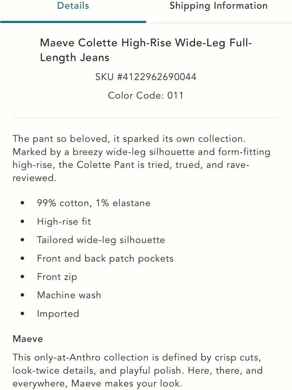 Anthropologie Maeve Colette High-Rise Wide-Leg Jeans | Ivory | Size 27 🤍 - Picture 11 of 11